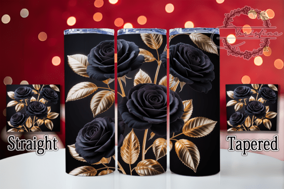 3D Black Gold Rose Tumbler Design: Elevate Your Creations