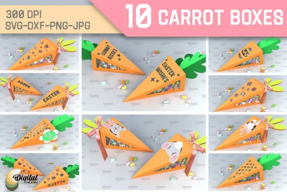 3D Carrot Box SVG Bundle: Easter Paper & Design Assets