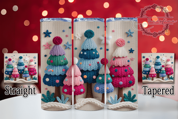 3D Crochet Christmas Trees Tumbler: Festive Design