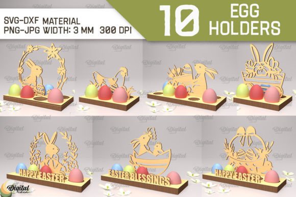 3D Easter Egg Holder Laser Cut Bundle for Spring Crafts
