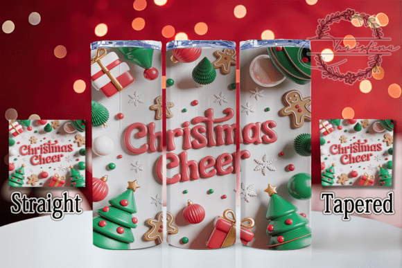 3D Holiday Cheer Christmas Tumbler Design Files