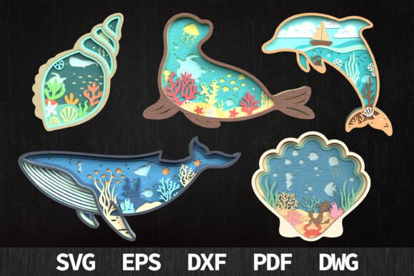 3D Ocean World Laser Cut SVG Bundle: Creative Designs