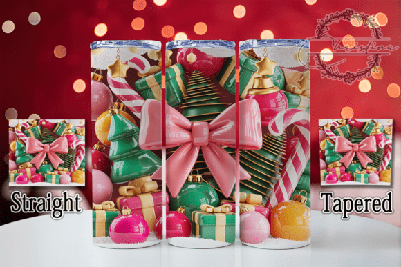 3D Pink Christmas Tree Tumbler Design for Drinkware Creations