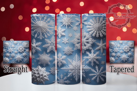 3D Seamless Snowflake Christmas Tumbler Design for Holiday Drinkware
