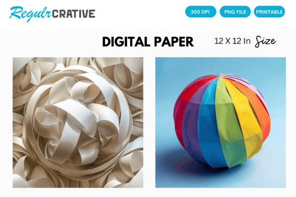 3D Watercolor Vintage Ball Digital Paper
