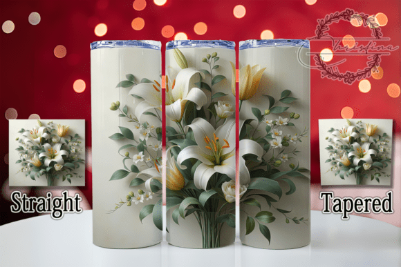 3D White Lily Floral Tumbler: A Digital Design Asset