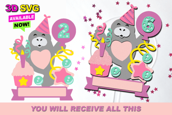 Adorable 3D Baby Manatee Cake Topper SVG Collection