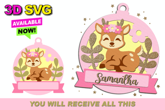 Charming 3D SVG for Baby Name Signs and Deer Decor