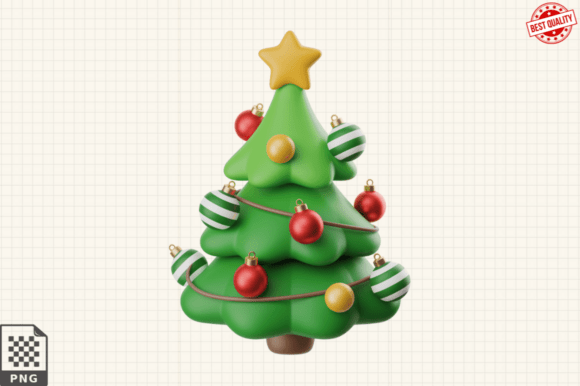 Christmas 3D Christmas Tree Clipart PNG: Festive Digital Art