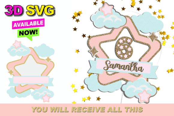 Clouds and Stars 3D SVG Cake Topper Collection