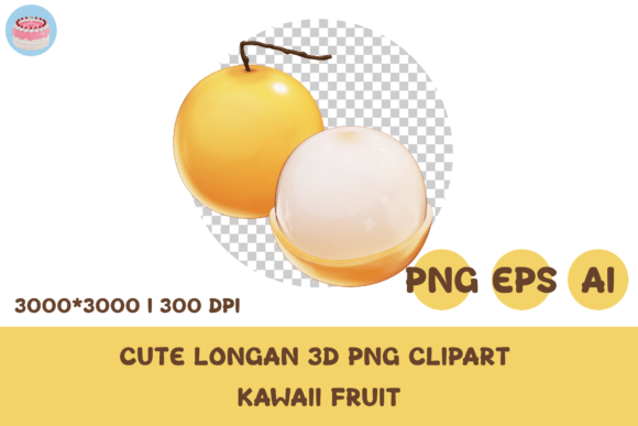 Cute Longan 3D PNG Clipart Kawaii