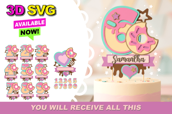 Donuts Numbers Topper 3D SVG: Sweeten Your Celebrations
