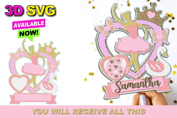 Elegant 3D Ballerina Cake Topper SVGs for Instant Crafting