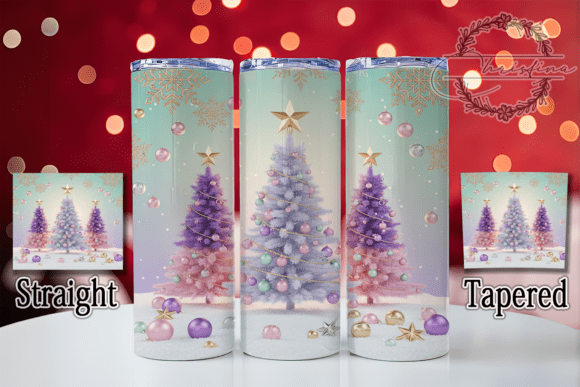 Elegant 3D Pastel Christmas Tree Tumbler: Festive Digital Design
