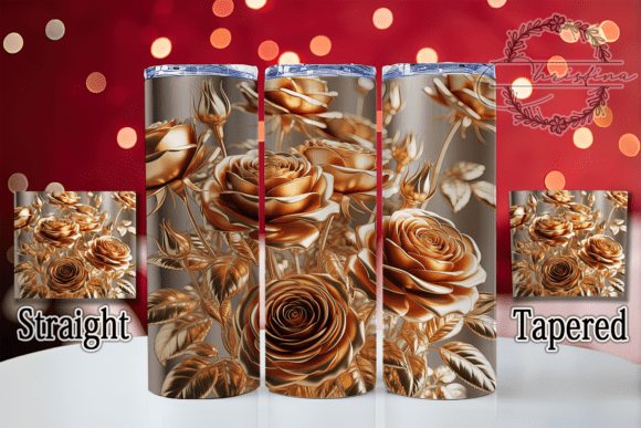 Elegant Gold Floral Design for 20oz Skinny Tumblers