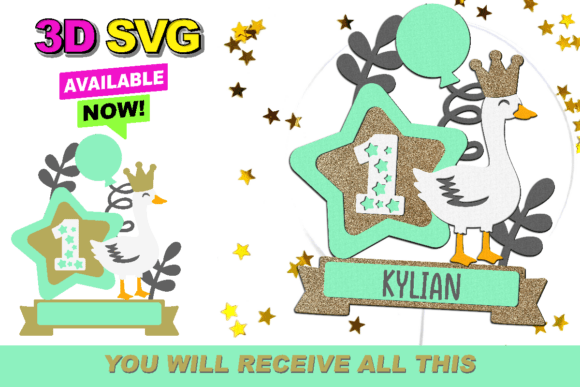 Goose Cake Topper 3D SVG