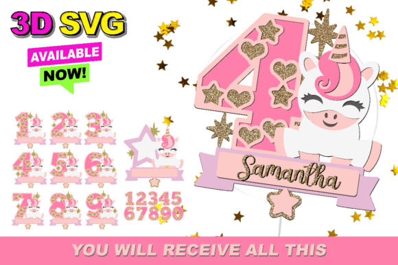 Magical Unicorn Number Toppers for Instant Party Decor