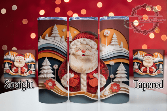 Rustic 3D Paper Santa Christmas Tumbler