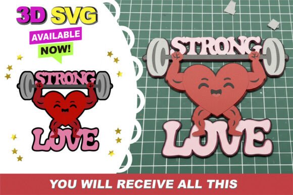 Strong Love Cake Topper 3D SVG: Instant Design Magic